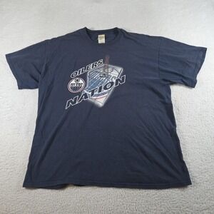 Vintage Edmonton T shirt Blue Size XL Bulletin Heavyweight Prima Cotton NHL
